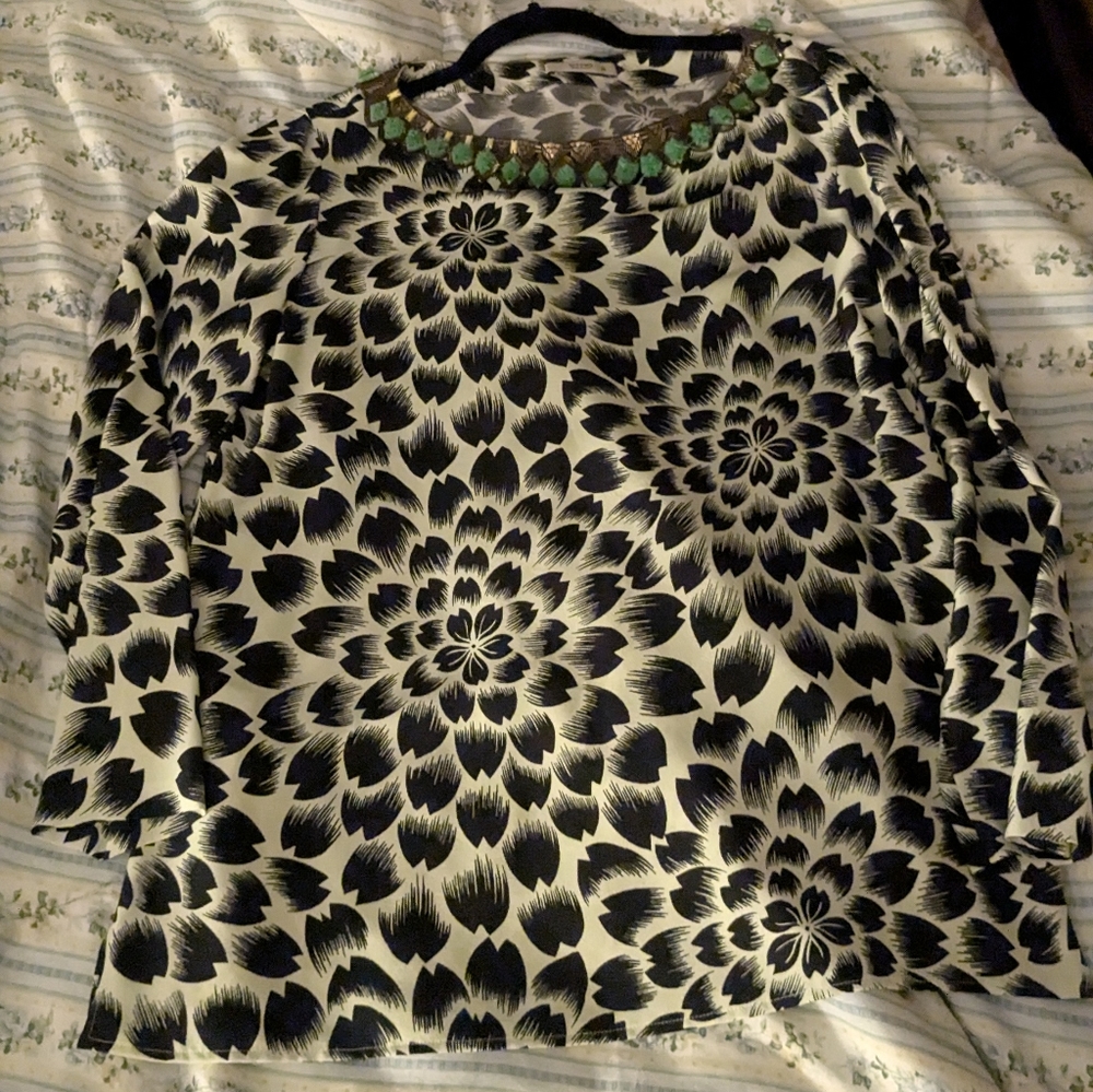Etro Dahlia 100% Silk Embellished Blouse‎